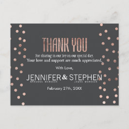 Ro Guld Polka dots och träkolssvart Tack Vykort