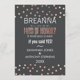 Ro Guld Polka dots, svart Maid of honor Inbjudningar