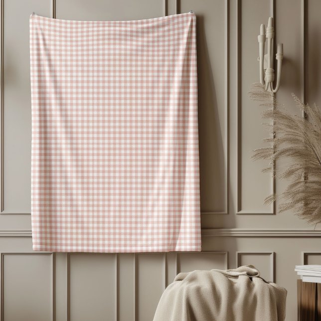 Ro Guld Pput Blanket Soft Mysigt Checkded Stil Fleecefilt (Rose Gold Plaid Blanket for Cozy Home Decor)
