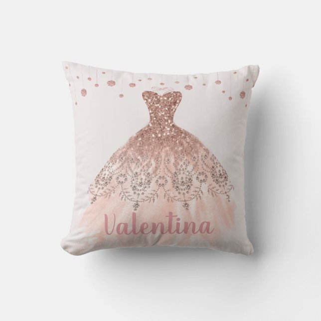 Ro Guld Princess Dress Boll Gown Couture Kudde (Framsida)