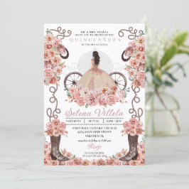 Ro Guld Princess Dress & Boots Quinceañera Inbjudningar