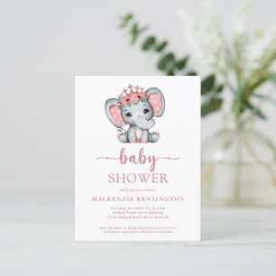 Ro Guld Princess Elephant Flicka Inbjudan Vykort