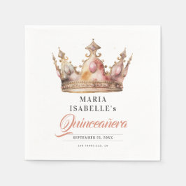 Ro Guld Princess Krona Quinceañera Party Pappersservett
