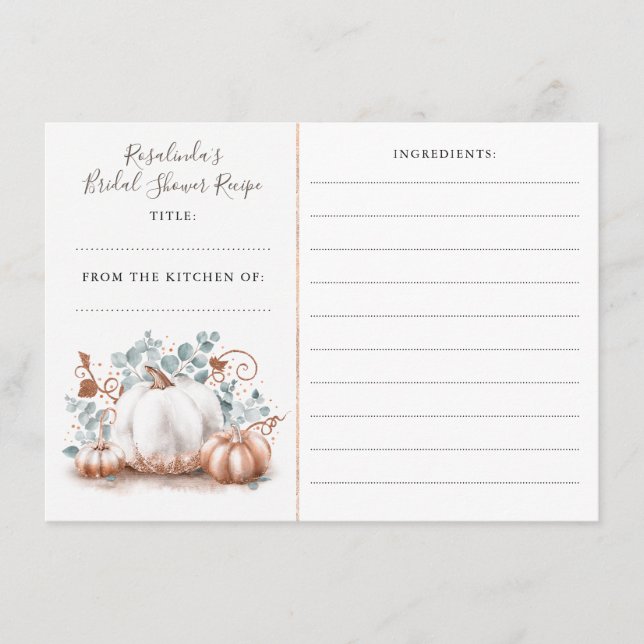 Ro Guld Pumpkin Fall Möhippa Recept Tilläggskort (Framsida)