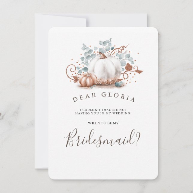 Ro Guld Pumpkin Fall Wedding Bridesmaid Frieri Inbjudningar (Framsida)
