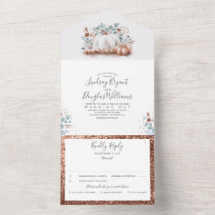 Ro Guld Pumpkins Eucalyptus Lövs Fall Wedding