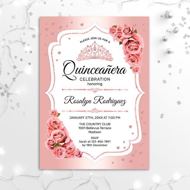 Ro Guld Quinceanera Inbjudningar (Skapare uppladdad)