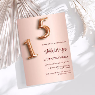 Ro guld Quinceanera lyxur Inbjudningar
