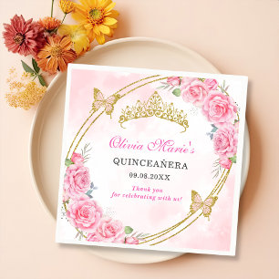 Ro Guld Quinceanera Miss Quince 15 Anos Birthday Pappersservett