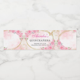 Ro Guld Quinceanera Miss Quince 15 Anos Birthday Vattenflaskor Etikett