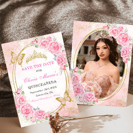 Ro Guld Quinceanera Miss Quince 15, spara datumet Inbjudningar