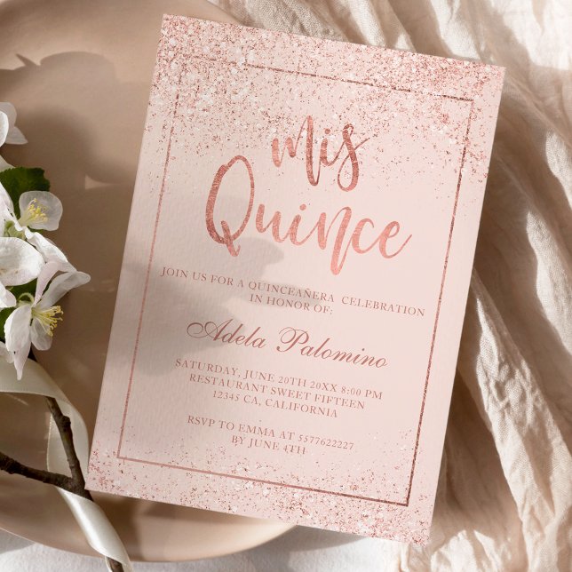 Ro guld ram,  Quinceañera Inbjudningar (Skapare uppladdad)