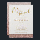 Ro Guld Rand Glitter Enkel Chic Bat mitzvah Inbjudningar<br><div class="desc">Ro Guld Rosa Glitter Rand och Ombre tonar fram Bat mitzvah inbjudan med sofistikerad och Elegant-skript Typsnitt och en Chic och modern Stil.</div>