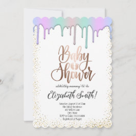 Ro guld, regnbåge, färgad stjärnor Baby Shower Inv Inbjudningar