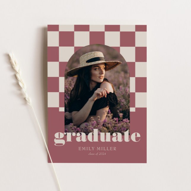 Ro Guld Retro-styrt bågfoto Studenten Inbjudningar (Skapare uppladdad)