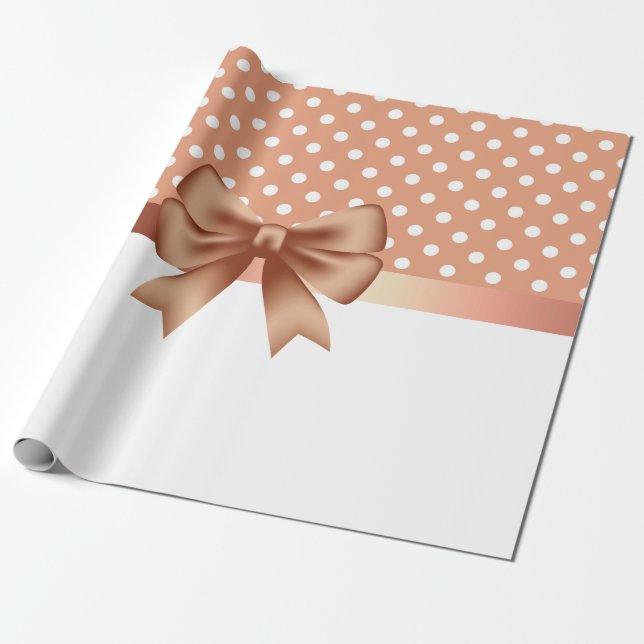 Ro Guld Ribbon och Polka dots Presentpapper (Utrullad)