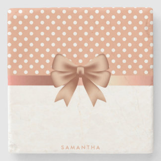 Ro Guld Ribbon och Polka dots Stenunderlägg