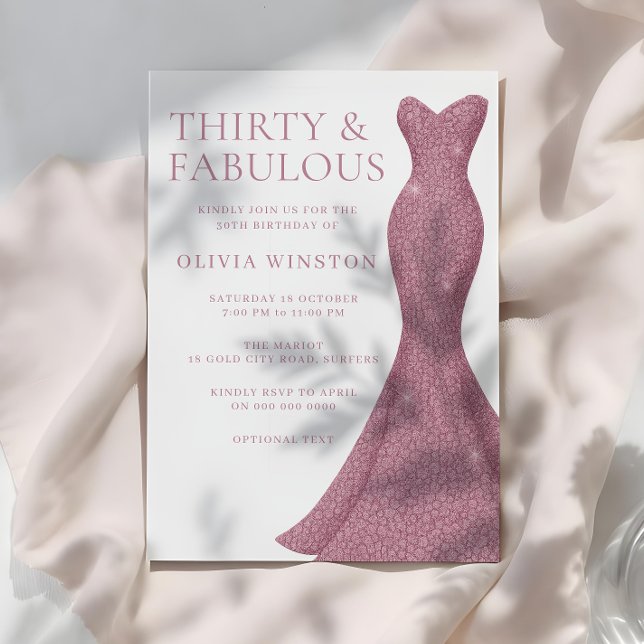 Ro Guld Rosa 30 & Fabulous 30års födelsedag Inbjudningar (Skapare uppladdad)