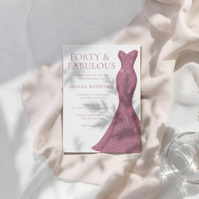 Ro Guld Rosa 40:e och Fabulous 40:e födelsedag Inbjudningar (Skapare uppladdad)
