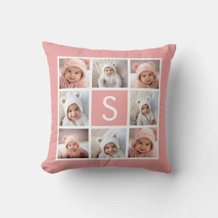 Ro Guld Rosa - 8 fotokollage och Monogram Kudde