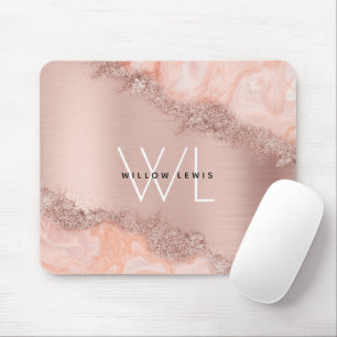 Ro Guld Rosa Agate Geode Glitter Monogram Musmatta