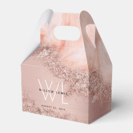 Ro Guld Rosa Agate Geode Glitter Monogram Presentaskar