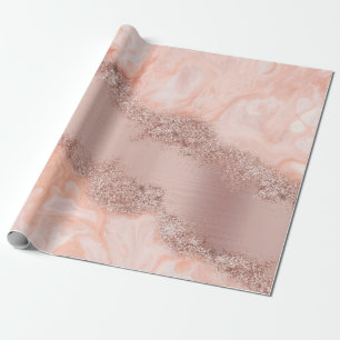 Ro Guld  Rosa Agate Geode Glitter Presentpapper