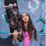 Ro Guld  Rosa Black Blommigt Line Art Mini Skateboard Bräda 18,5 Cm<br><div class="desc">blommar för  rosa av körsbär på guld  i ro på svart bakgrund. Elegantens feminininkonstruktion.</div>