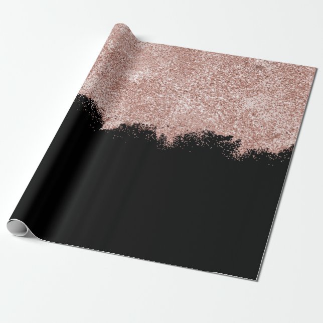 Ro Guld  Rosa Black Girly Glitter Dust Presentpapper (Utrullad)
