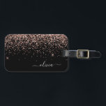 Ro Guld  Rosa Black Girly Glitter Monogram Bagagebricka<br><div class="desc">Märkrn Ro Guld - den  Rosa och svart Gnistran Glitter Monogram Namn Luggage Bag-. Det gör perfekten söt 16-årsjubileum,  bröllop,  möhippa,  babydusch eller bachelorette-fest för någon som dekorerar hennes rum i stil.</div>