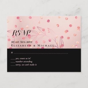 Ro Guld Rosa Black Glitter Foil look BRÖLLOP Vykort