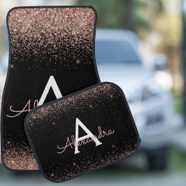 Ro Guld Rosa Black Glitter Gnistra Monogram Bilmatta
