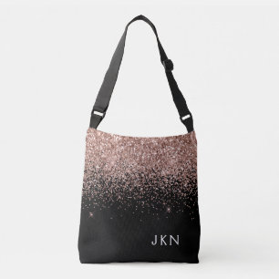 Ro Guld Rosa Black Glitter Monogram Axelväska