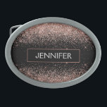 Ro Guld Rosa Black Glitter Monogram Girly<br><div class="desc">Svarta och Ro Guld -  Rosa Gnistra Glitter Monogram Namn Bälte Buckle. Detta gör perfekt studenten,  söt 16 16,  18,  21,  30,  40,  50,  60,  70,  80,  90:e,  100-årsdag,  bröllop,  möhippa,  årsdag,  babydusch eller bachelorette-gåva till någon som glam lyx och chic stilar.</div>
