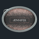 Ro Guld Rosa Black Glitter Monogram Girly<br><div class="desc">Svarta och Ro Guld -  Rosa Gnistra Glitter Monogram Namn Bälte Buckle. Detta gör perfekt studenten,  söt 16 16,  18,  21,  30,  40,  50,  60,  70,  80,  90:e,  100-årsdag,  bröllop,  möhippa,  årsdag,  babydusch eller bachelorette-gåva till någon som glam lyx och chic stilar.</div>