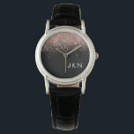 Ro Guld  Rosa Black Glitter Monogram Girly Armbandsur<br><div class="desc">Svarta och Ro Guld -  Rosa Gnistra Glitter Monogram Namn Watch. Det gör perfekt studenten,  födelsedag,  bröllop,  möhippa,  årsdag,  babydusch eller bachelorette-fest till någon som glam lyx och chic stilar.</div>