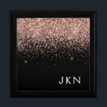 Ro Guld  Rosa Black Glitter Monogram Girly Minnesask<br><div class="desc">Svart och Ro Guld -  Rosa Gnistra Glitter Monogram Judekeepébox för Namn. Det gör perfekt studenten,  födelsedag,  bröllop,  möhippa,  årsdag,  babydusch eller bachelorette-fest till någon som glam lyx och chic stilar.</div>