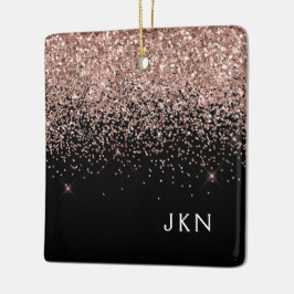 Ro Guld  Rosa Black Glitter Monogram Julgransprydnad Keramik