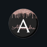 Ro Guld -  Rosa Black Glitter Monogram Namn Magnet<br><div class="desc">Ro Guld -  Rosa och svart Gnistran Glitter Monogram Namn och Party Magnet i början. Det gör perfekten söt 16-årsjubileum,  bröllop,  möhippa,  årsdag,  babydusch eller bachelorette-fest för någon som glam lyxen och chic stilar i kärlek.</div>