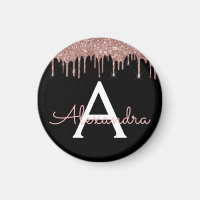 Ro Guld -  Rosa Black Glitter Monogram Namn