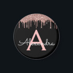 Ro Guld -  Rosa Black Glitter Monogram Namn Magnet<br><div class="desc">Ro Guld -  Rosa och svart Gnistran Glitter Monogram Namn och Party Magnet i början. Det gör perfekten söt 16-årsjubileum,  bröllop,  möhippa,  årsdag,  babydusch eller bachelorette-fest för någon som glam lyxen och chic stilar i kärlek.</div>