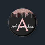 Ro Guld -  Rosa Black Glitter Monogram Namn Magnet<br><div class="desc">Ro Guld -  Rosa och svart Gnistran Glitter Monogram Namn och Party Magnet i början. Det gör perfekten söt 16-årsjubileum,  bröllop,  möhippa,  årsdag,  babydusch eller bachelorette-fest för någon som glam lyxen och chic stilar i kärlek.</div>