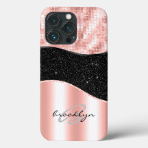 Ro Guld Rosa Black Luxury Glitter Monogram