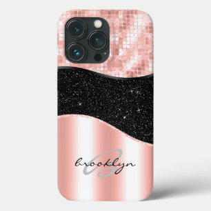 Ro Guld Rosa Black Luxury Glitter Monogram