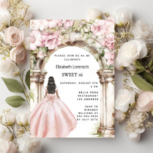 Ro guld rosa blommigt Arch dress Söt 16 Inbjudningar