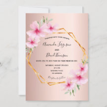 Ro guld rosa blommigt  geometrisk bröllop