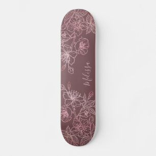 Ro Guld  Rosa Blommigt Monogram Skateboard