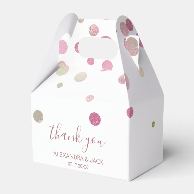 Ro Guld Rosa Bröllop Faux Foil Glitter Presentaskar (Framsidan Sidan)