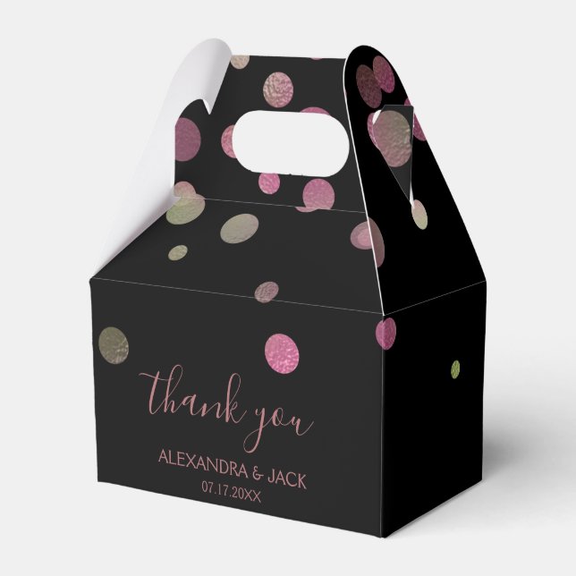 Ro Guld Rosa Bröllop Faux Foil Glitter Presentaskar (Framsidan Sidan)