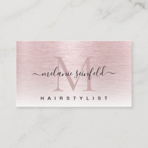 Ro Guld Rosa Brushed Metall Elegant Monogram Visitkort
